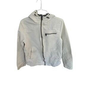 Levi's Jacket Mens Medium White Hooded Full Zip Tropical Print Lining Casual